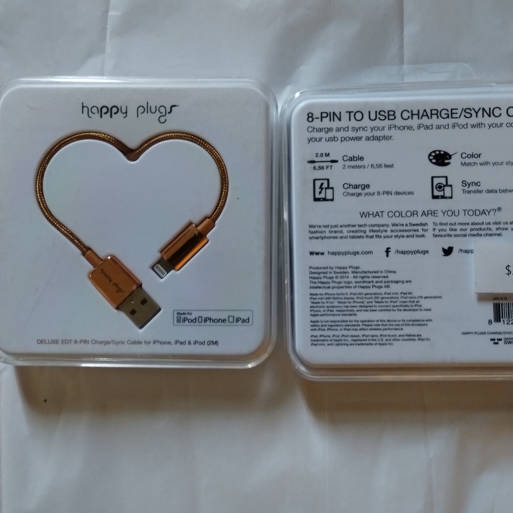 Happy Plugs Deluxe Lightning Charge and Sync Cable for Apple iPhone and ipad - Picture 4 of 5